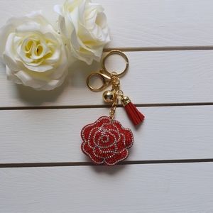 Cute, Glittery Red Rose Keychain/Purse Charm